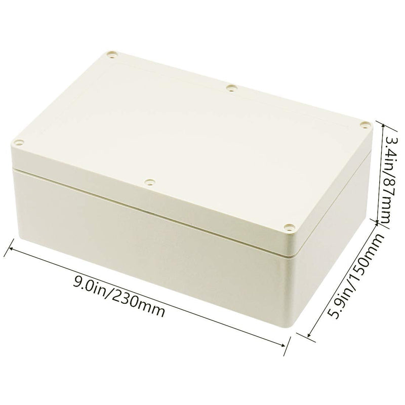 Zulkit Junction Box ABS Plastic Dustproof Waterproof IP65 Universal Electrical Boxes Project Enclosure Gray 9.1"x 5.9" x 3.4"(230 x 150 x 87 mm) 9.1"x 5.9" x 3.4"