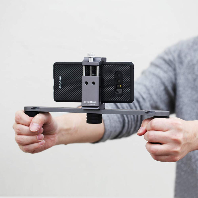 Cinema Mount MK III, Smartphone Camera Video Stabilizer System, Cold Shoe Mount, Tripod Thread Mount, Fit Arca Swiss, Solid Aluminum Grip, Compatible with iPhone 11 12 Pro Max, Sumsung, Live Streaming L: Phone Clip + Metal Grip + Mount Frame