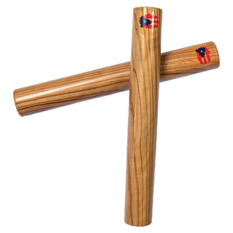 [AUSTRALIA] - Hand Percussion Musical Instrument Set Puerto Rico Flag - Include: 1 Pair 8 Inch Rhythm Sticks Wood Claves and 1 Pair Egg Shakers 