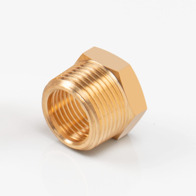 BathAce Brass Reducer Hex Bushing Threaded Pipe Fitting, Heavy Duty Threaded Pipe Fitting Adapter (1/2 Male NPT x 3/8 Female NPT, 5) 1/2 Male NPT x 3/8 Female NPT