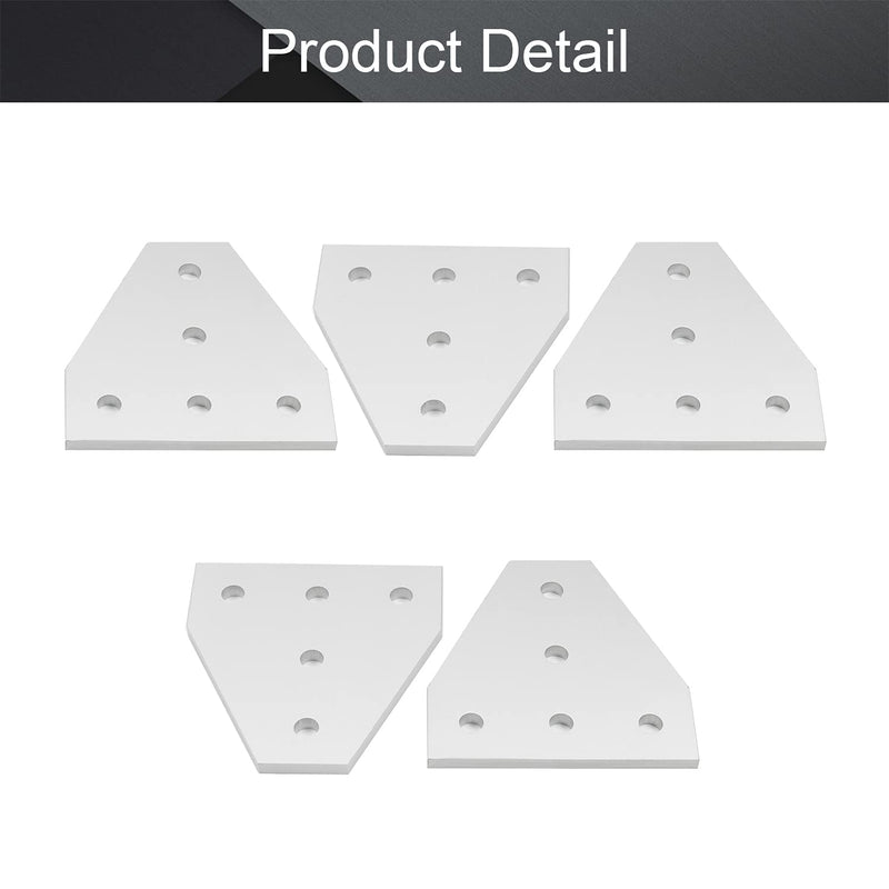 MroMax 5 Pcs Aluminum Alloy Outside Joining Plate 2.36" x 2.36" x 0.16" (L x W x T) with 5Hole Joint Bracket Silver