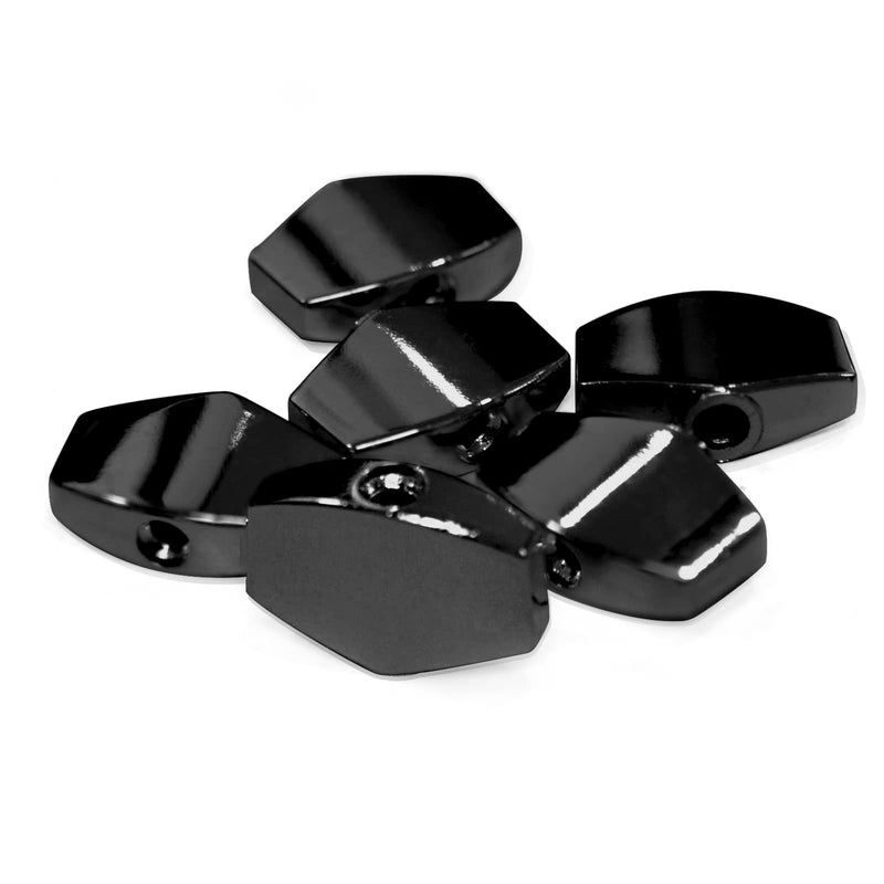 MAXCHEER 6PCS Metal Big Square Shape Guitar Tuning Peg Tuners Machine Head Replacemen Buttons knob Handle Tip (Black) Black
