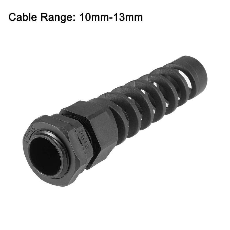 [AUSTRALIA] - uxcell PG16 Cable Gland 10mm-13mm Wire Hole Waterproof Nylon Joint Adjustable Locknut with Strain Relief Black 5pcs 