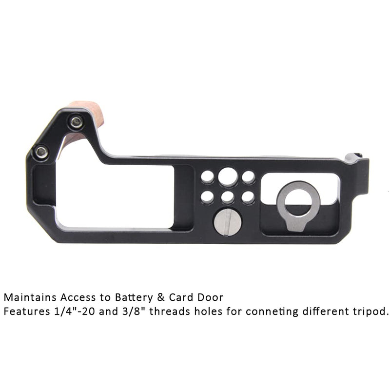 Camera Hand Grip for Fuji Fujifilm XT4 X-T4, Aluminum Alloy Video Bracket Accessories with Arca Swiss Plate, Wooden Side Grip and Cold Shoe Mount