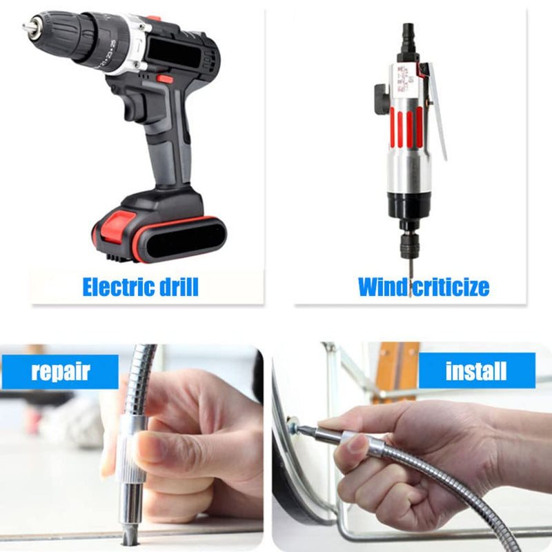 Utoolmart Flexible Shaft Extension Drill Bits, Magnetic Extention 1/4" Hex Shaft Screw Drill Connection Tip, 6.7-inch Flexible Drill Bit Extension, for Electric Screwdriver Power Impact Drill 170mm