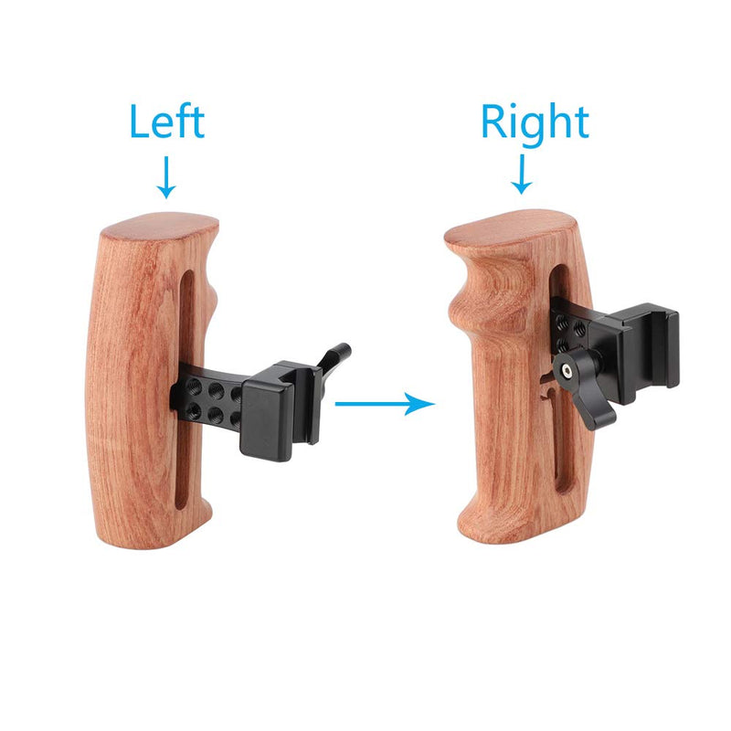 CAMVATE Wooden Handle Grip with NATO Clamp Connection for DSLR Camera Cage Rig (Swith to Fit Right/Left Hand)