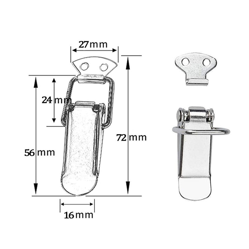 8Pcs Stainless Steel Spring Loaded Toggle with 32Pcs Mounting Screws, AUHOKY Premium Latch Catch Hasps Clamp Clip for Case Box Chest Trunk(72mm Overall Length)