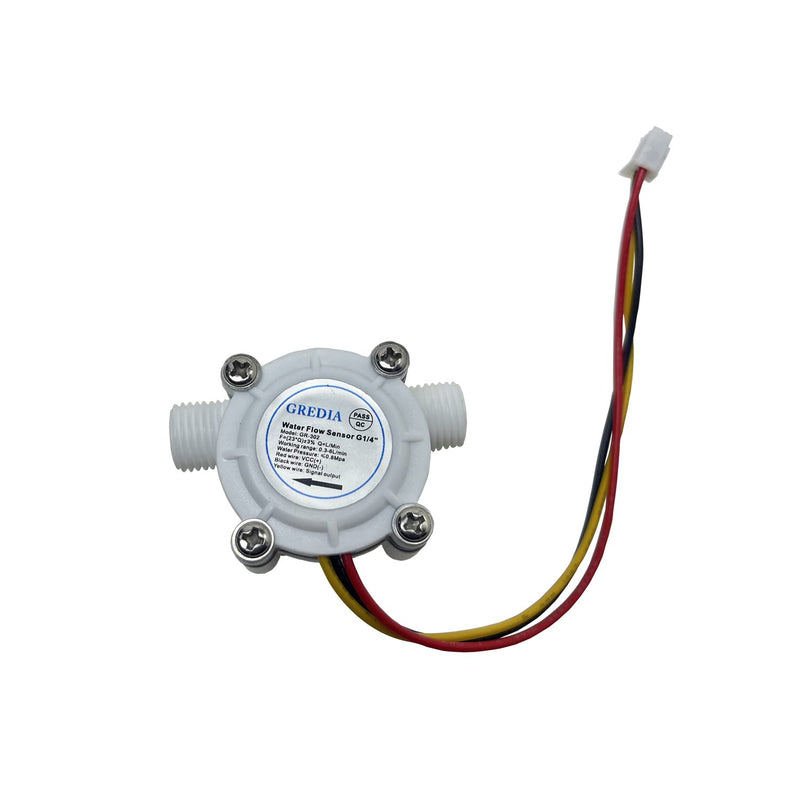 GREDIA 1/4" Water Flow Sensor Food-Grade Switch Hall Effect Flowmeter Fluid Meter Counter 0.3-6L/min (Pack of 2） G1/4" male thread 2pcs