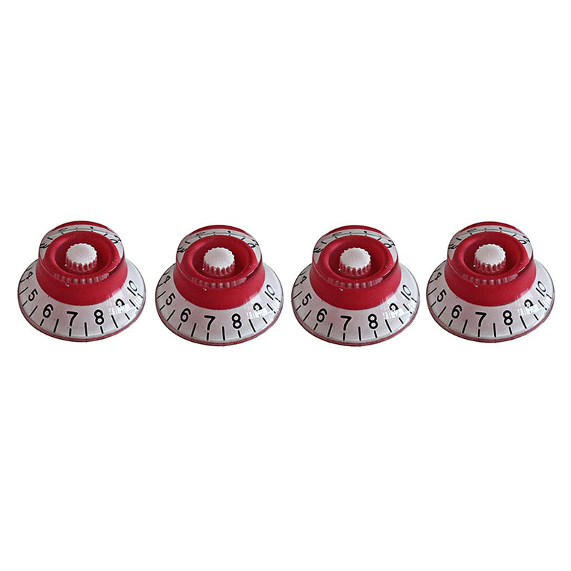 Alnicov Guitar Top Hat Speed Control Knobs Volume Tone Knobs for LP Electric Guitar Set of 4,Red and White