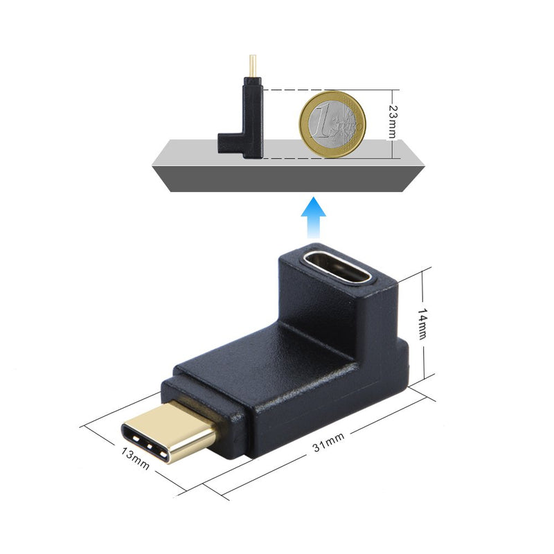 USB C Extension Adapter, CableCreation Up & Down Angle 90 Degree USB 3.1 Type C Male to Female Convertor (3A/10G), Compatible with Oculus Quest / Link, MacBook Pro, Google Pixel, Samsung DeX, Black