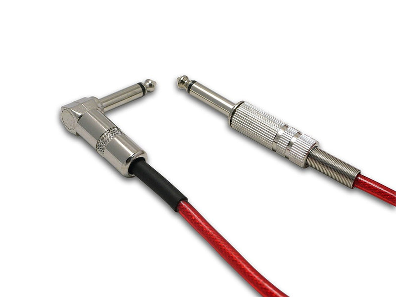 Snakebite Retro Curly Guitar/Instrument Cable. TS Jack to Jack Lead. Suitable for guitar, bass, keyboards etc Translucent Red