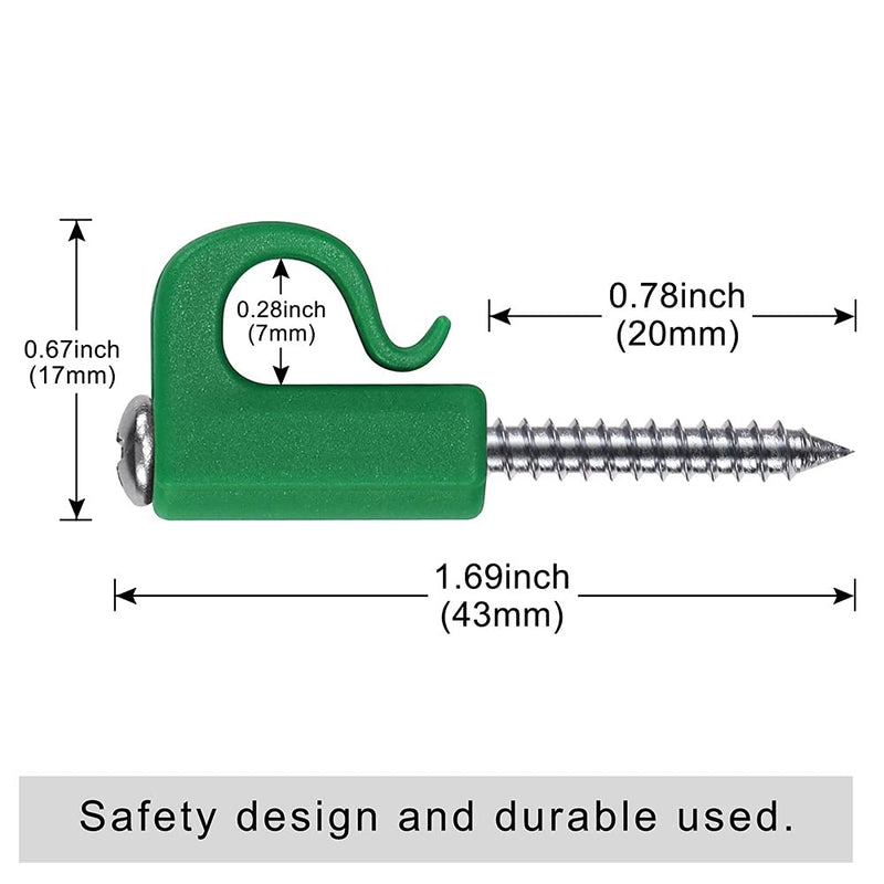 SELEWARE Set of 20 Q-Hanger, Home Christmas Lights Hanger Hooks with Phillips Screw for Garage New Year Party Outdoor Easy Release Wire and Fairy Led Lights, Heavy Duty 40 LB Capacity, Green