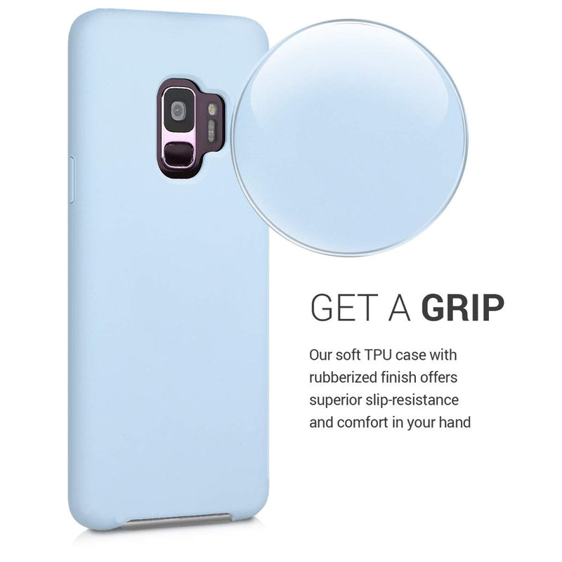 kwmobile TPU Silicone Case Compatible with Samsung Galaxy S9 - Case Slim Phone Cover with Soft Finish - Light Blue Matte