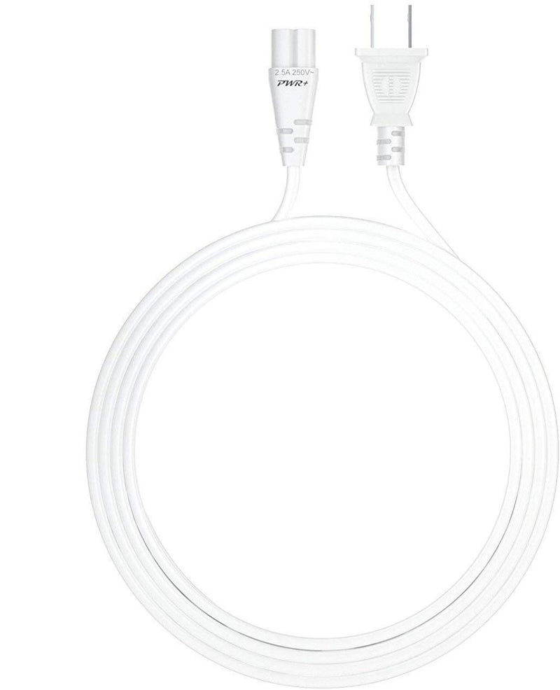Pwr White 6 Ft Cable Replacement for Samsung Sony: 2-Slot AC Wall Plug TV LED LCD Power Cord TCL Toshiba Sharp JVC Insignia Hisense LG Electronics