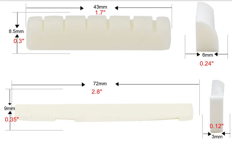 Luvay Guitar Bridge Saddle & Nut Replacement - Made of Real Bone for Acoustic Guitar, 2 Sets of 4pcs