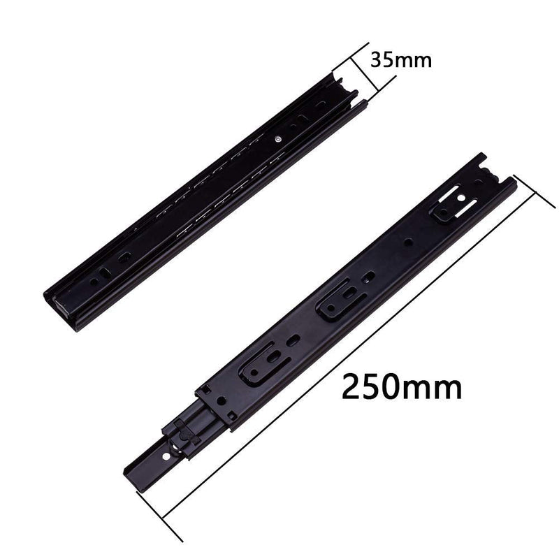 [AUSTRALIA] - MroMax 10-Inch Cold Rolled Steel Drawer Slides, Full Extension Ball Bearing Slide Track Rail 35mm Wide 100lb Capacity Black 1 Pair 