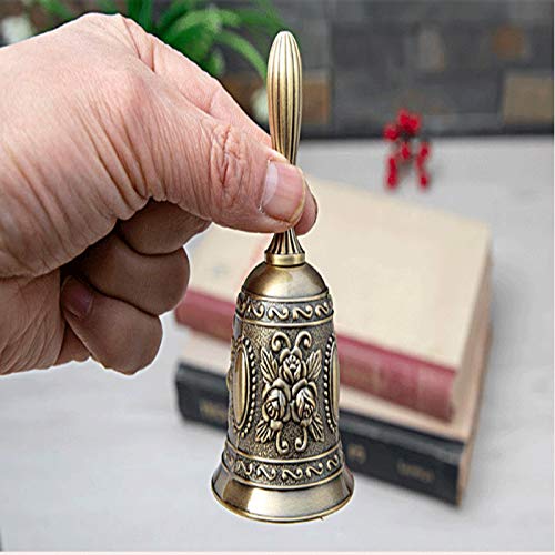 Abnaok Hand Call Bell, Extra Loud Multi-Purpose Metal Hand Bell for School Reception Dinner, Shop, Hotel Servicer, Kitchen, Restaurants, Pet Feeding and Home Decoration(Polished Brass) (Silver) Silver