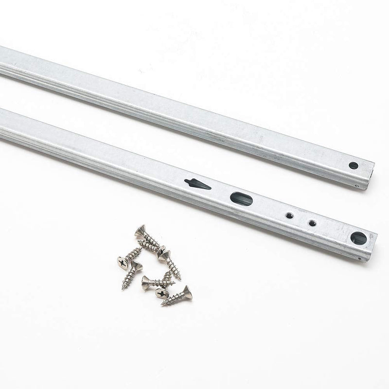 MroMax 16Inch Drawer Slides, 2 Fold Ball Bearing Slide Track Rail 2 Sections Steel Heavy Runners Ball 2 Way Slide Track Rail 0.67Inch Wide Silver White 1 Pair
