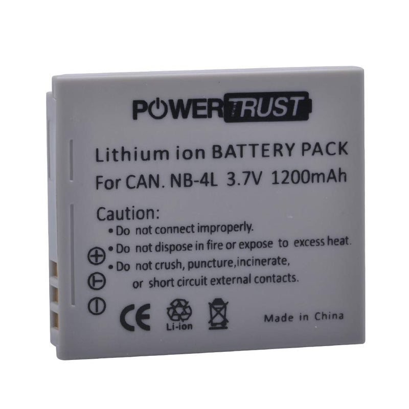 PowerTrust 2Pcs NB-4L NB4L NB 4L Battery for Canon IXUS 30 40 50 55 60 65 80 100 I20 110 115 120 130 is 117 220 225 230 255 PowerShot ELPH 100 HS, 300 HS, 310 HS, SD1000, SD1100 is