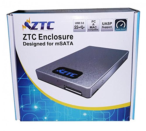 ZTC Sky Board mSATA to USB 3.0 SSD Enclosure Adapter Case. High Speed 6Gb/s Support UASP. Silver Model ZTC-EN00-S