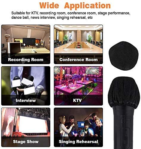 100-pcs Disposable Microphone Covers Non-Woven Mic Covers Handheld Microphone Windscreen Protective Cap for KTV Karaoke Recording Room News Gathering Stage Performance (100 pcs Black) 100 pcs Black