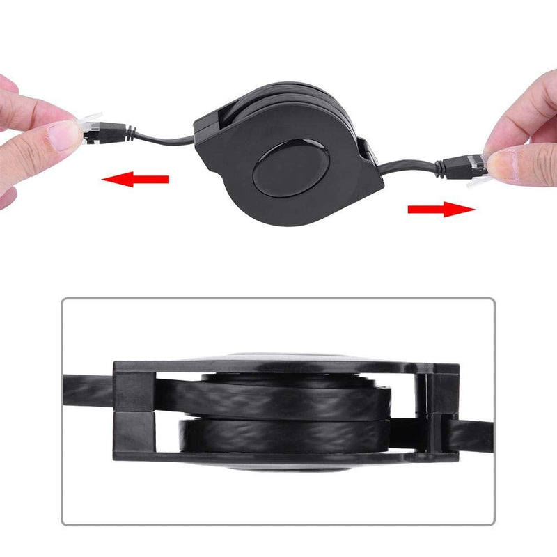 [AUSTRALIA] - Demeras 1pc Ethernet Cable New 1m/2m Adjustable Retractable CAT6 RJ45 LAN Network Cable Cord for Modem Router, PC, Laptop, PS2 Black(2m) 