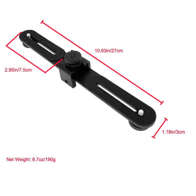 [AUSTRALIA] - Walway Straight Triple Head Bracket Tripod Mount for 1/4 inches Screw DSLR Camera LED Light Flash Light Microphone and More, with Hot Shoe Socket 