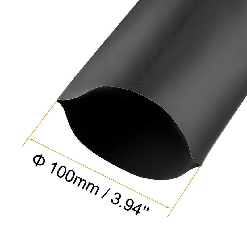 uxcell Heat Shrink Tubing, 4"(100mm) Dia 162mm Flat Width 2:1 Ratio Shrinkable Tube Cable Sleeve 1m - Black