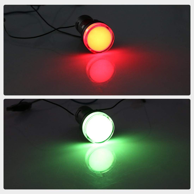 uxcell Red/Green Indicator Light AC/DC 12V, 22mm Panel Mount, Dual-Color, for Electrical Control Panel, HVAC, DIY Projects