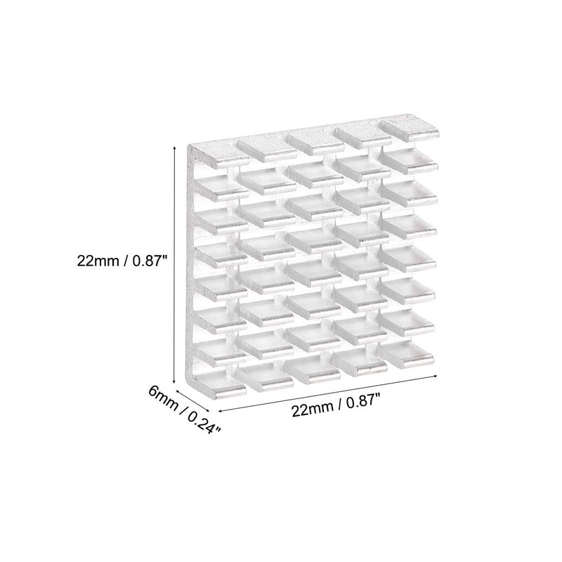 uxcell Electronic Radiators Heatsink for MOS GPU IC Chip Silver 22 x 22 x 6 mm 8pcs 22x22x6mm Silver Tone