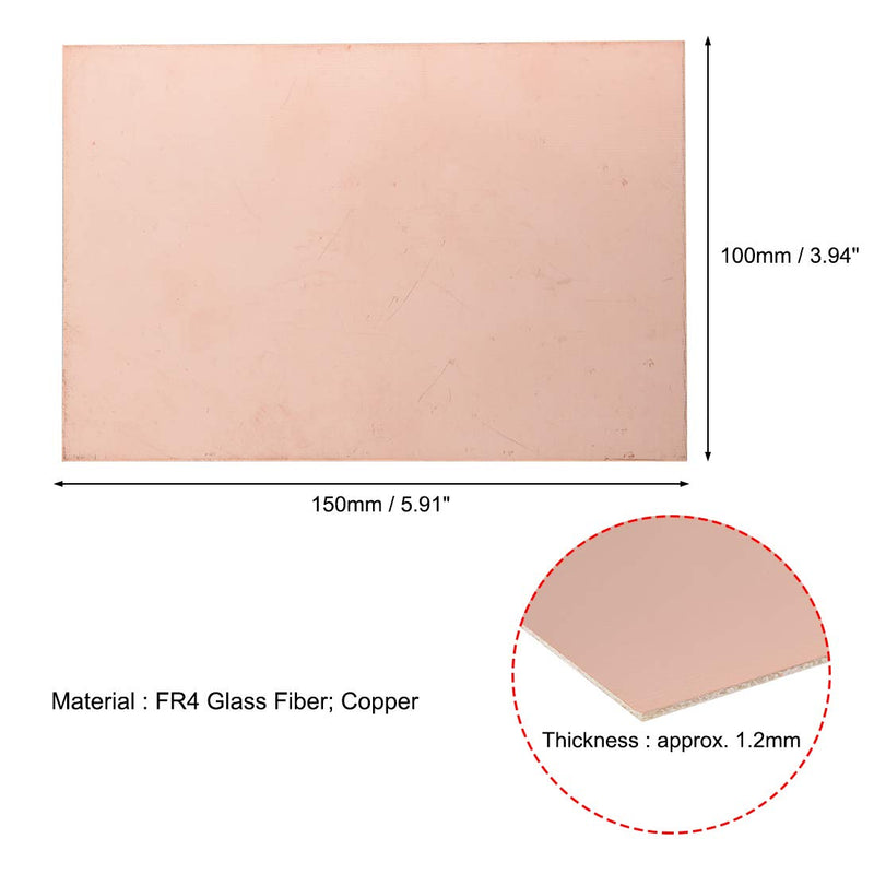 [AUSTRALIA] - uxcell Single-Sided Copper Clad Laminate PCB Circuit Board, FR4 150x100mm 5.91x3.94 inch, 1.2mm Thickness DIY Prototyping PCB Board, Name Board, 5pcs 