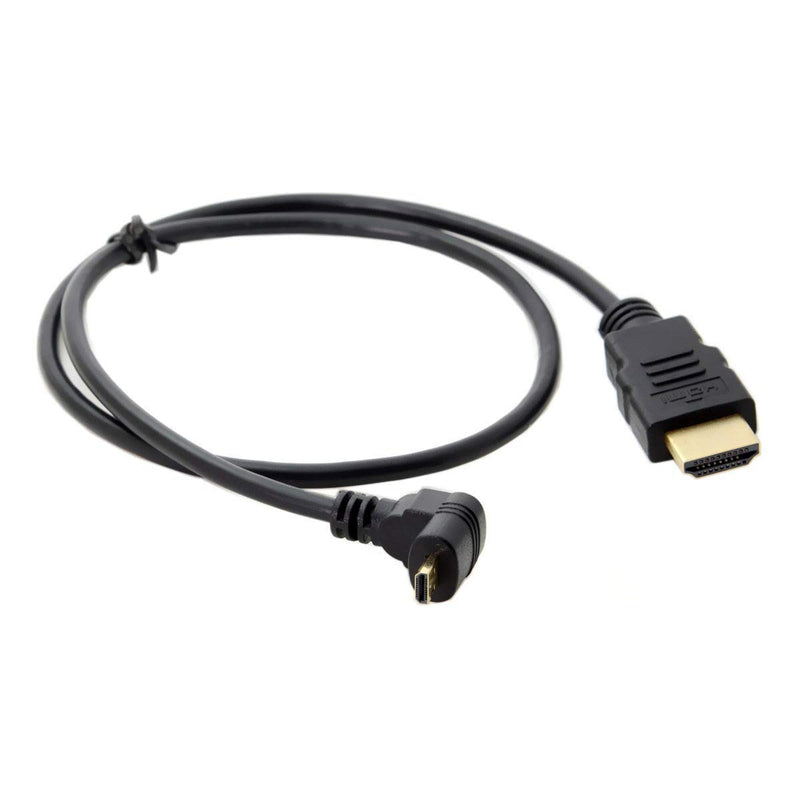 Down Angled 90 Degree Micro HDMI to HDMI Male HDTV Cable for Cell Phone & Tablet & Camera