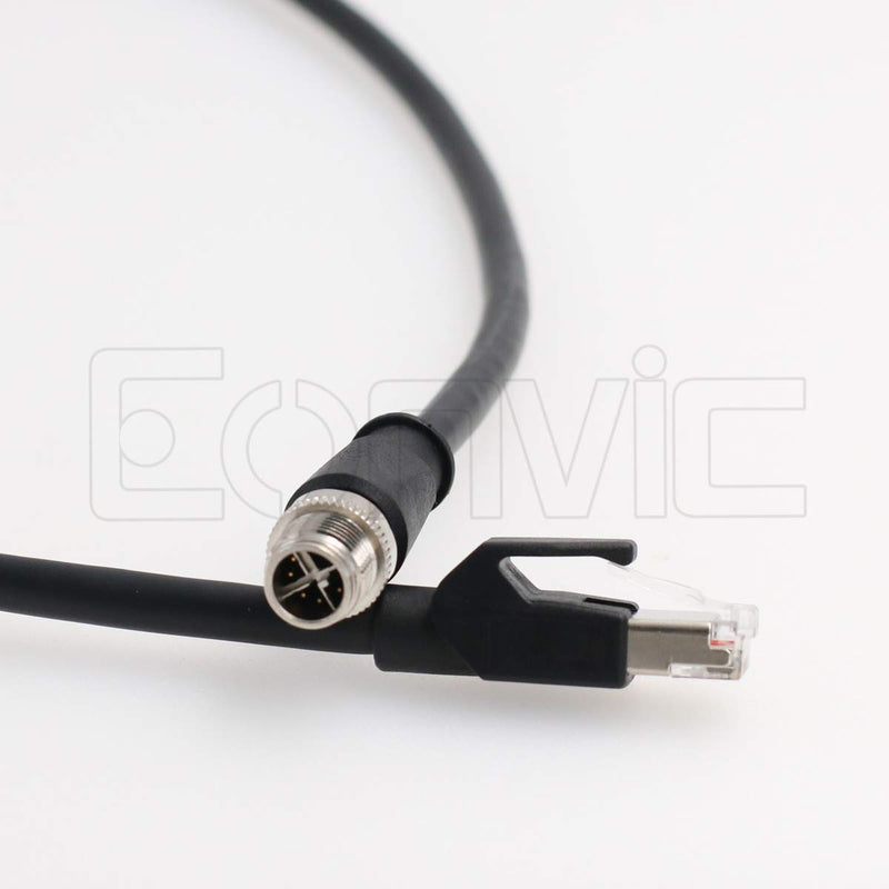 Eonvic Cognex Industrial Ethernet M12 X-Type to RJ45 High-Flex GigE Vision Camera 3M Black