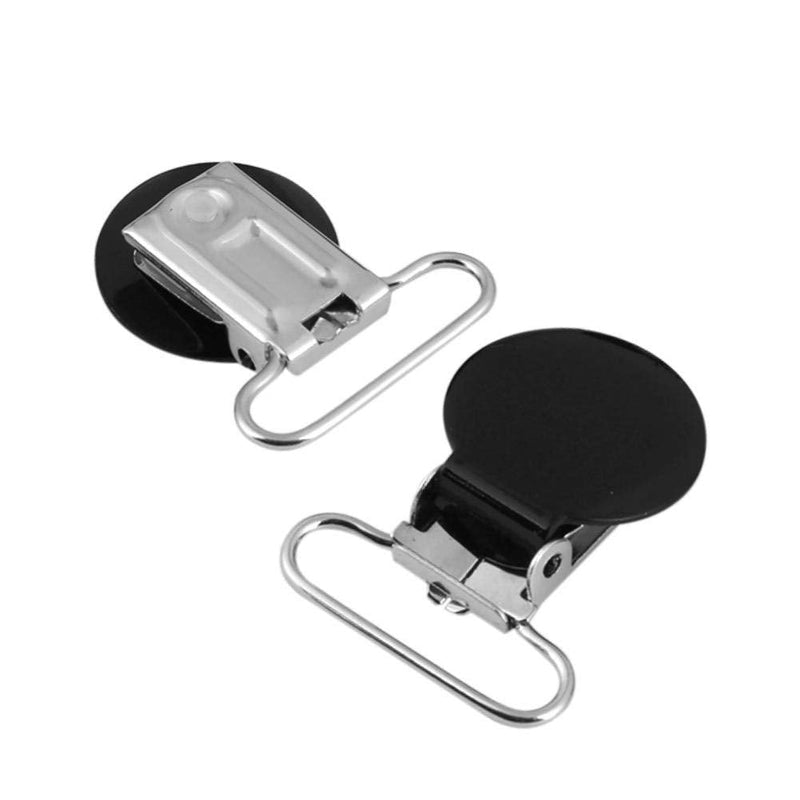 10 Pcs 25mm Holder Suspender Clips Round Suspender Braces Strap Holder Clip Pacifier Clips Metal DIY Making Supplies(Black)