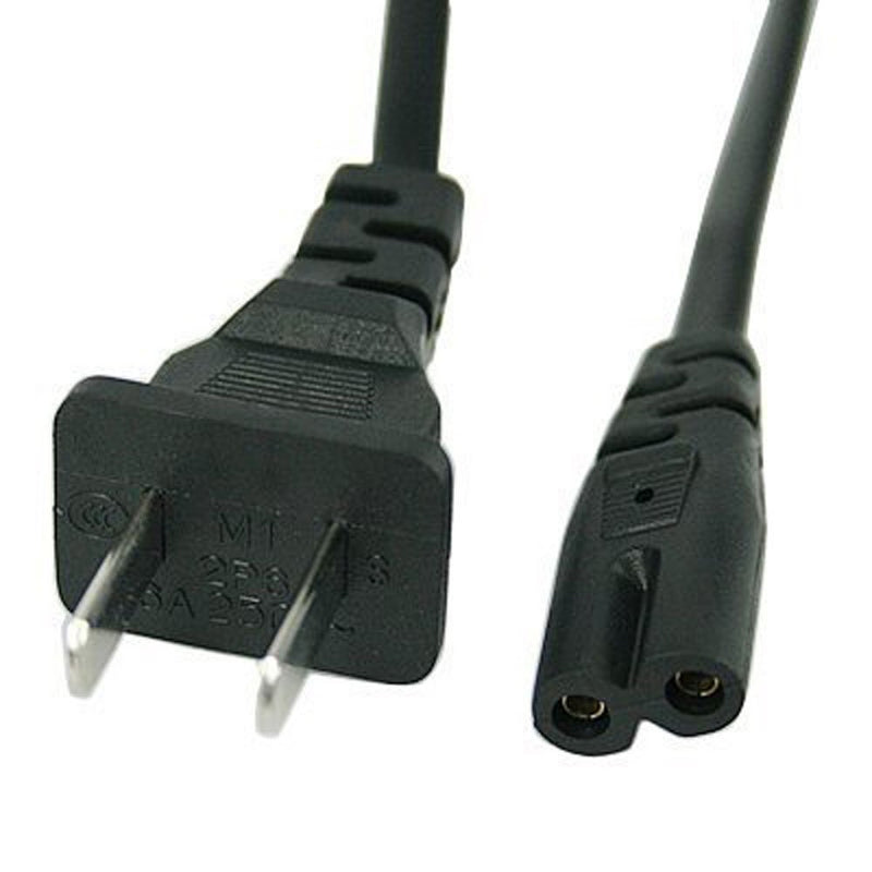 C&E 6 Feet, Universal 2 Slot to Standard Non-Polarized Power Cord, Black Single PCS