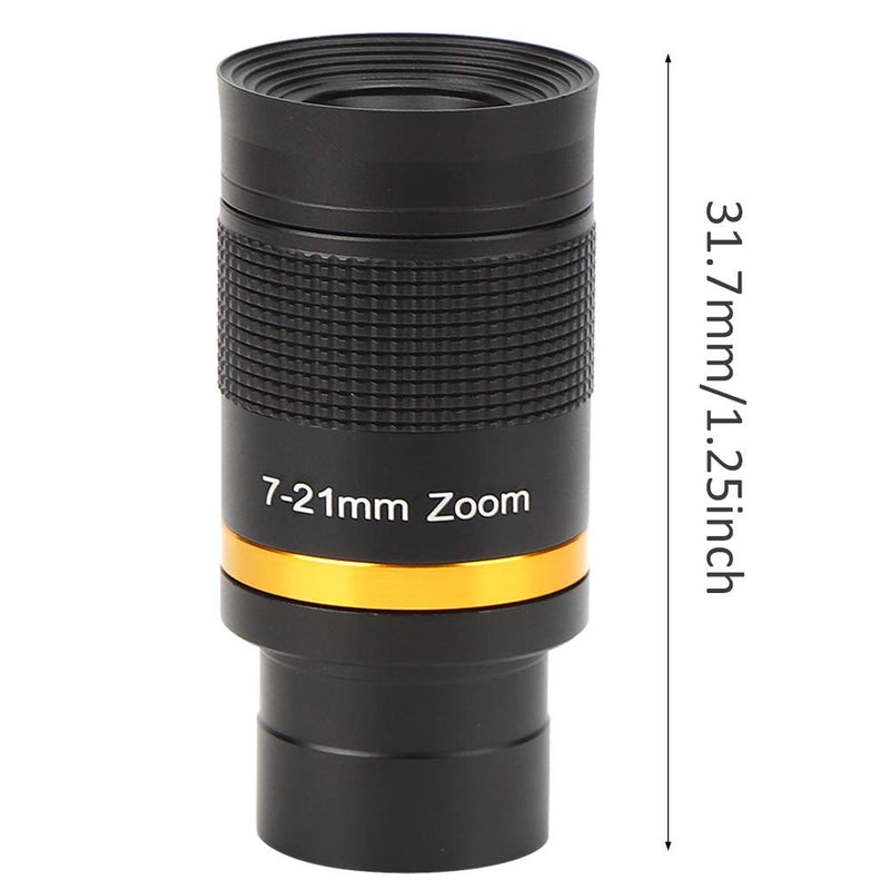 Telescope Eyepieces, 7‑21mm Continuous Zoom Eyepiece 1.25 inches 31.7 MM Barlow Lens Black for Astronomy Telescope