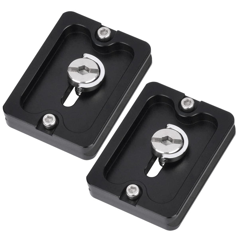 CAVIX 2pcs 50mm Metal Quick Release Plate with 1/4" Screw, Fits Standard for Camera Tripod Ball Head, Universal Aluminum Quick Shoe QR Plate Compatible w Arca-Swiss and RRS Style, PU-50 x 2pcs Pack PU-50x2-US02