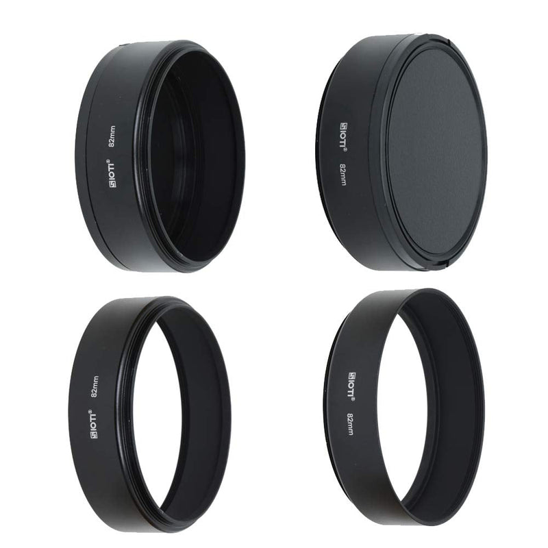 SIOTI Camera Metal Lens Hood with Cleaning Cloth and Lens Cap Compatible with Leica/Fuji/Nikon/Canon/Samsung Standard Thread Lens (82mm, Standard Focus) 82mm