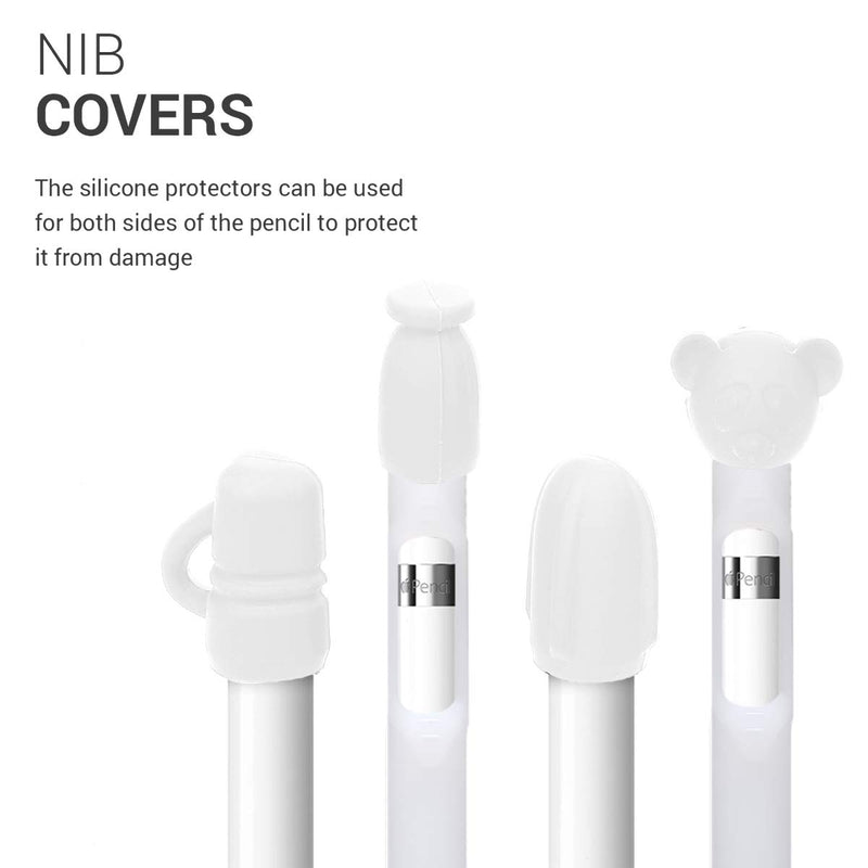 kwmobile Sleeve Compatible with Apple Pencil (1. Gen) - Nib Case with Attachments Soft Grip Cap Holder - Matte Transparent