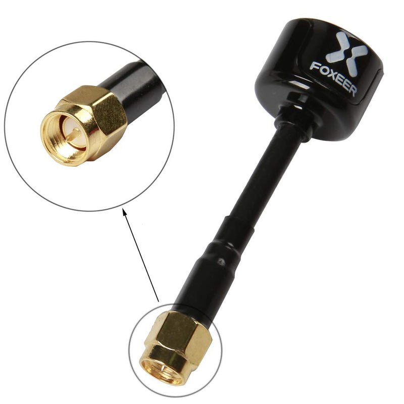 Foxeer 2pcs FPV Antenna Lollipop 5.8G 2.6dBi Super Mini RHCP Antenna SMA Male for RC Drone FPV Quadcopeter Multicopter TX/RX (Black)
