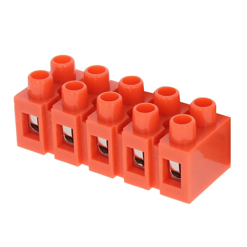 Jutagoss 5 PCS Dual Row Terminal Block H2519-5 Screw Terminal Electric Barrier Strip Block 5 Positions 600V 36A Wire Barrier Block Terminal