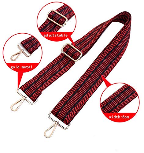 Seearay Purse Strap Replacement Crossbody Stripe Guitar Style Strap Wide Bag Strap Shoulder Handbag Strap Adjustable Length 135cm/53.14" (Black) Black