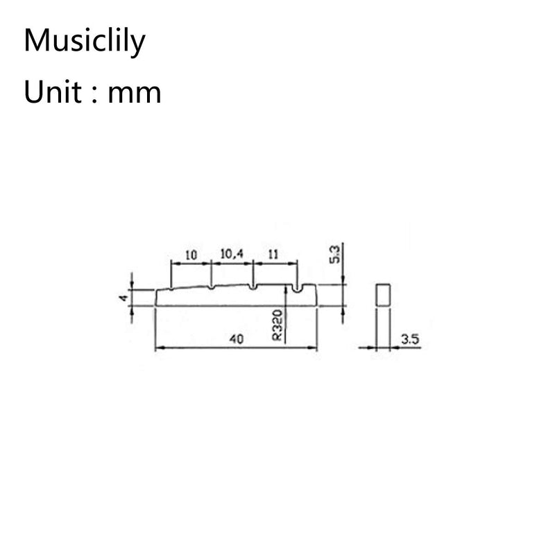 Musiclily Pro Urea Resin Plastic 40mm Slotted Jazz Bass Nuts Flat Bottom for 4-string J Bass, Black (Set of 2)