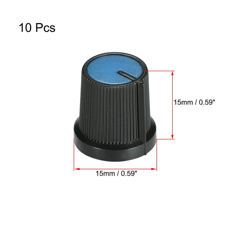 uxcell 10Pcs 6mm Shaft Hole Knob for Speaker Effect Pedal Amplifier Potentiometer Knob Black Blue