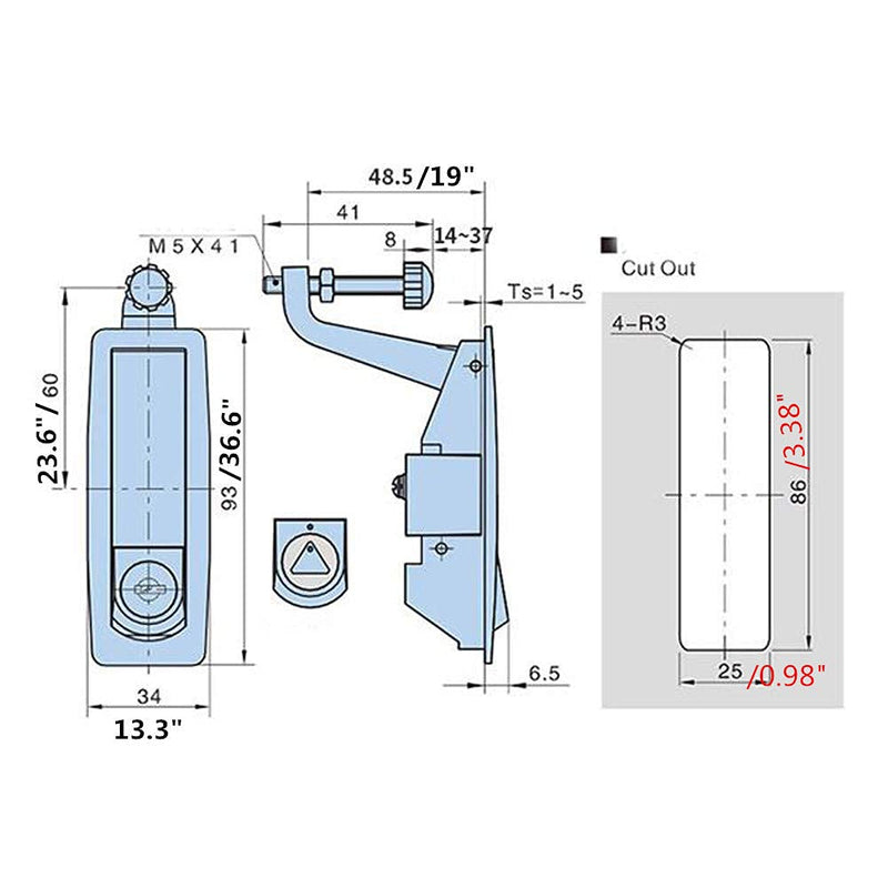 WJSKDQ 2PCS Compression Latch Lock Powder Coated Zinc Alloy Adjustable Lever Hand Operated Flush Lever Marine Applicable Door Thickness: 0.04"-0.94" Grip Range Black 2 Pack