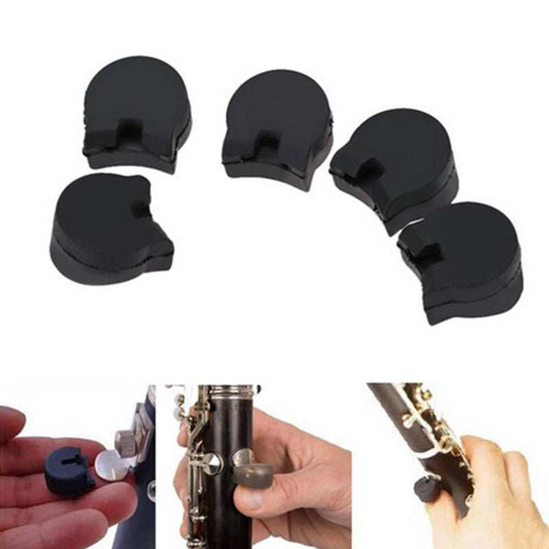 5 Pieces Rubber Clarinet Thumb Rest Cushion Protector Fit for Most Clarinet, Black