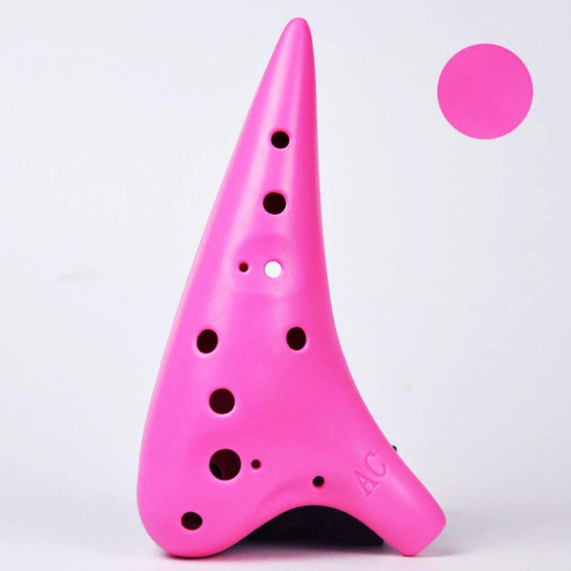 TECHSON Plastic Ocarina Alto C, 12 Hole Ocarina Easy Instrument for Children, Beginners, Zelda Fans (Pink) Pink