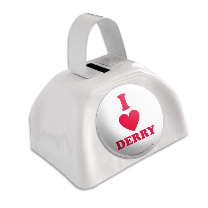 IT: Chapter 2 I Love Derry White Metal Cowbell Cow Bell Instrument