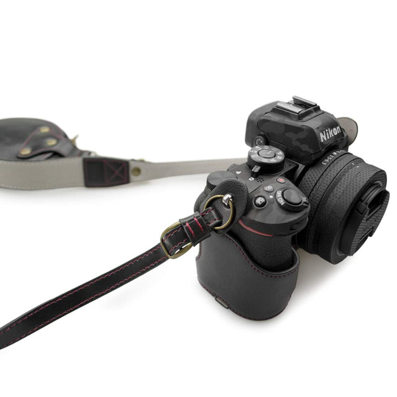 Nikon Z50 Case, kinokoo Camera Bag PU Leather Case for Nikon Z50 Camera with Z DX 16-50mm f/3.5-6.3 VR Lens, Protective Case Carring Bag for Z50 (Black) Black