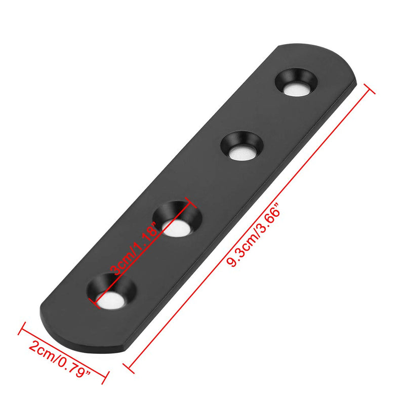 Sumnacon 4 Inch Stainless Steel Flat Plate - Heavy Duty Mending Plate Straight Corner Brace Brackets Connector Furniture Repair Fixing Joint with Screws, Black